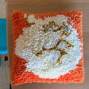 Vintage latch hook cat pillow